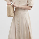 Striped shirt with pleated dress