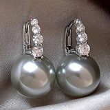 Light luxury copper micro inlaid zircon pearl earrings