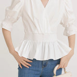 French-style versatile puff sleeve shirt
