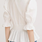 French-style versatile puff sleeve shirt