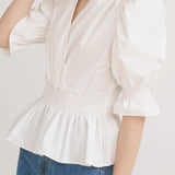 French-style versatile puff sleeve shirt