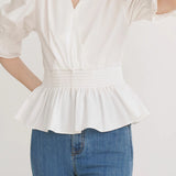 French-style versatile puff sleeve shirt
