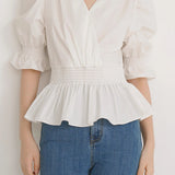 French-style versatile puff sleeve shirt