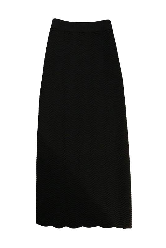 波ボーダー柄ストレートロングニットスカート　3色入 - liwisi