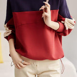 Round-neck Long-sleeved Loose Patchwork Sweatshirt.