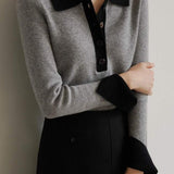 Bi-Color Basic Polo Collar Knit