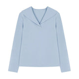 Sailor Collar Button Decor Casual T-Shirt