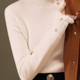 Solid-color Elegant Turtleneck Sweater.