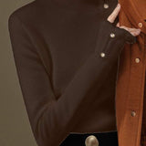 Solid-color Elegant Turtleneck Sweater.