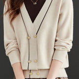 Contrast - color fake two - piece knitted sweater