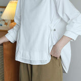Round Neck Side Drawstring Sweatshirt - 3 Colors Available