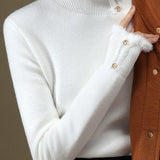Solid-color Elegant Turtleneck Sweater.
