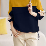 Round-neck Long-sleeved Loose Patchwork Sweatshirt.