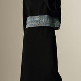 Fake two-piece spliced hoodie and long skirt two-piece set