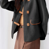 Versatile color-contrasting cardigan
